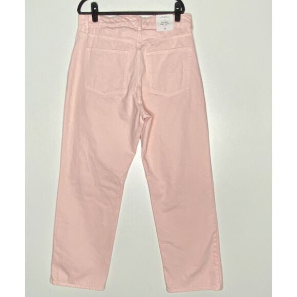 New H&M Pink Loose Straight High Waist Full Length Jeans Women's Size 14 - Picture 6 of 7
